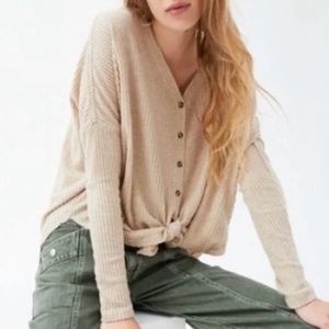UO Waffle Knit Button Up